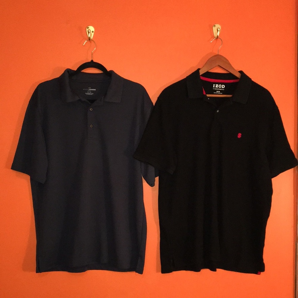 Bundle of 2 Polo Style Collared Casual Golf Shirts for Men IZOD & Grand Slam